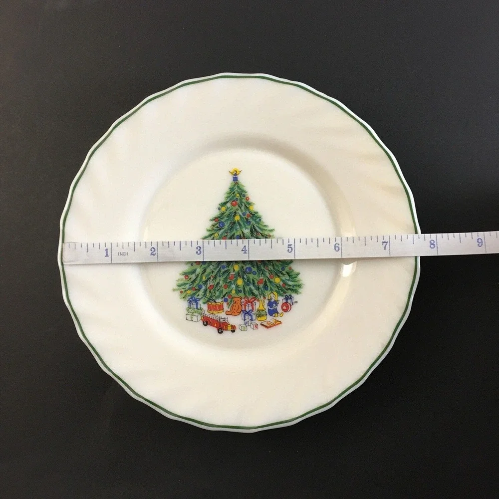 4 Salem Noel 8” Bread/Dessert Plate with Tree And Toys Made Of Milk Glass - Picture 7 of 7